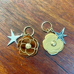 Pair of Chanel Gold Star & Camellia Flower Charm (2)